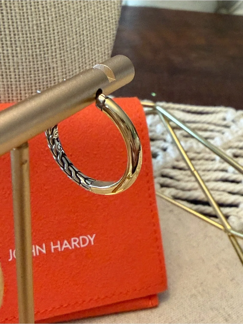 John Hardy 14k Yellow Gold & Sterling Silver Essential Hoop Earrings-22mm-NWT